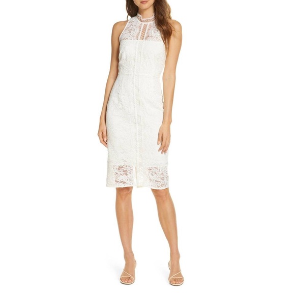 Eliza J Dresses & Skirts - ELIZA J White Illusion Lace Ivory Cocktail Dress 8